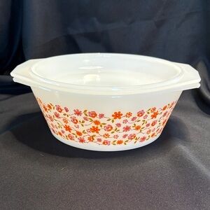 White Floral Glass Casserole Dish